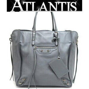 Balenciaga Paper Tote Bag Gray Leather